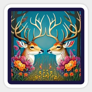 Romantic Deer Couple Sticker